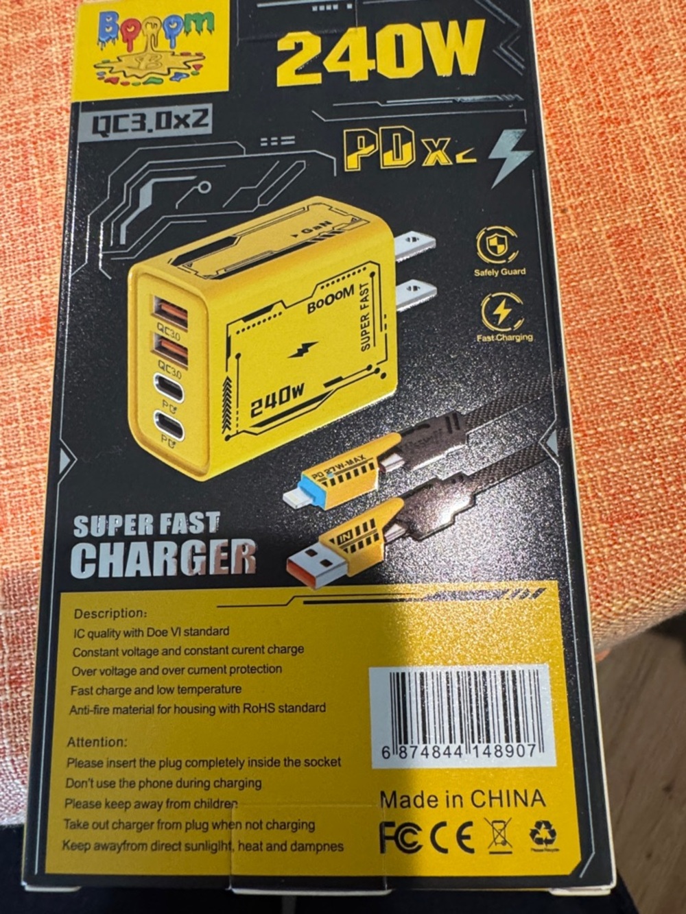 240W Super Fast Charger - Yellow
